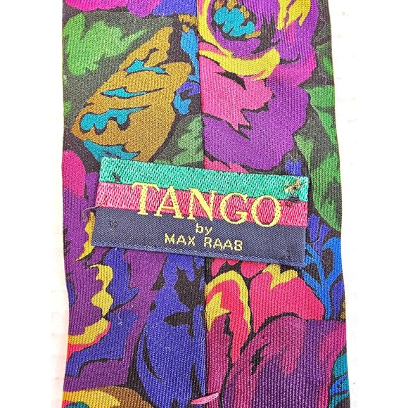 Vtg Tango By Max Raab Floral Pattern Tie 80% Rayon 20% Wool Multicolor USA - Picture 4 of 6